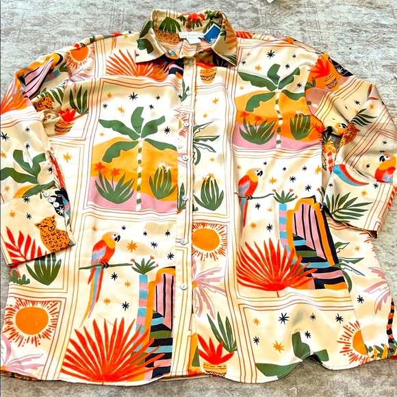 House of Harlow 1960 Vibrant Jungle Print Shirt/overshirt  Medium - Picture 8 of 8